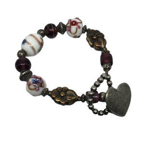 Vintage Murano style art glass beads artisan bracelet